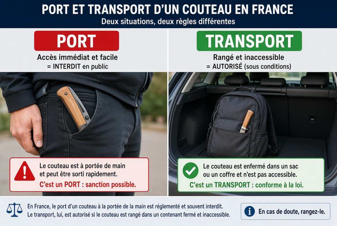 Port et transport d'un couteau en France