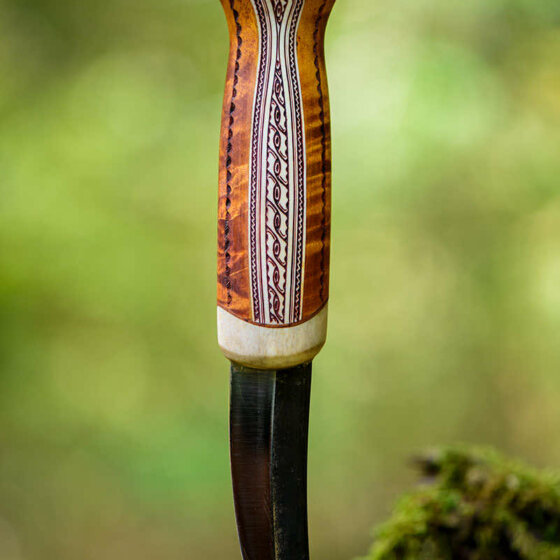 Puukko with handle engraved by Stig Sjunesson